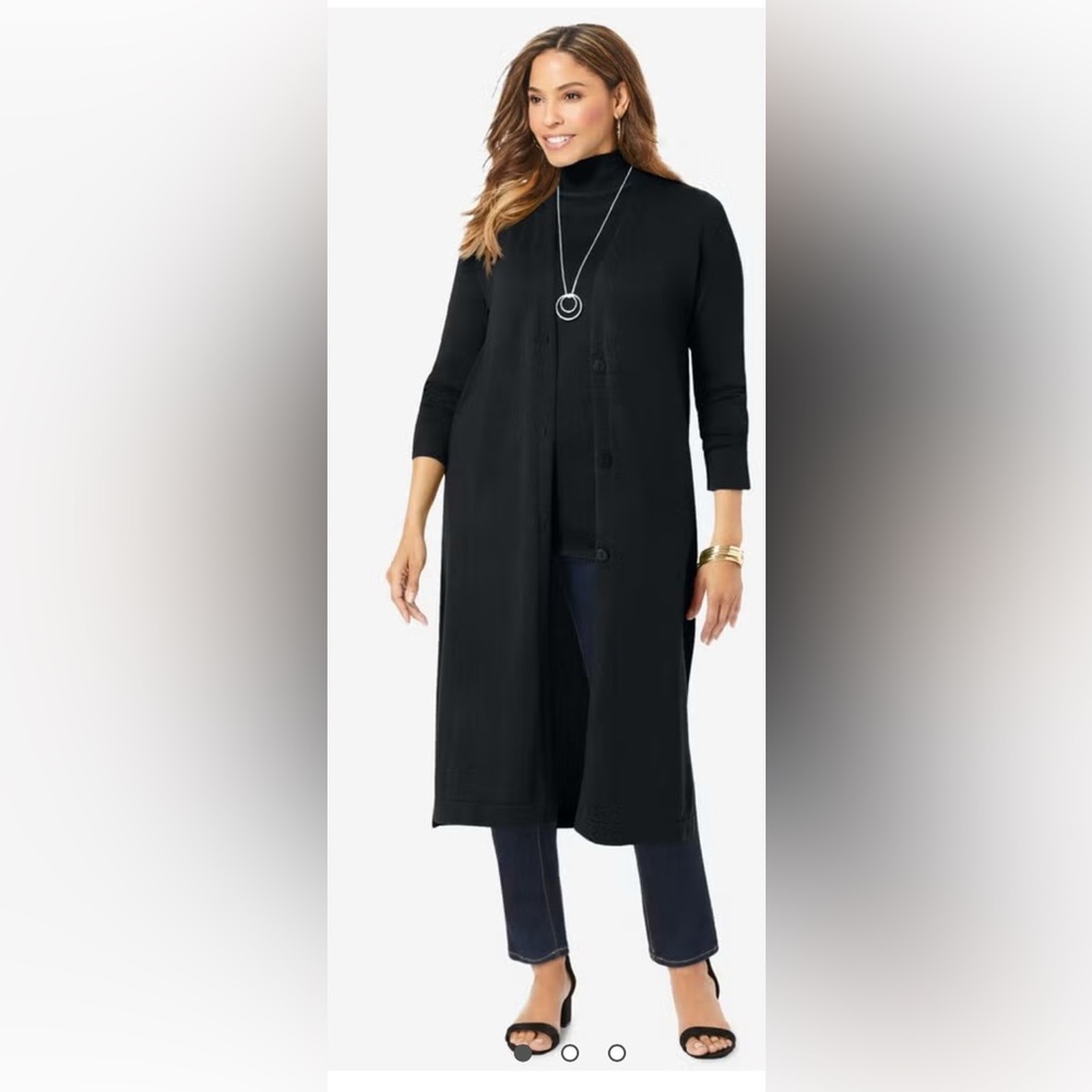 Jessica London - Fine Gauge Black Duster Cardigan